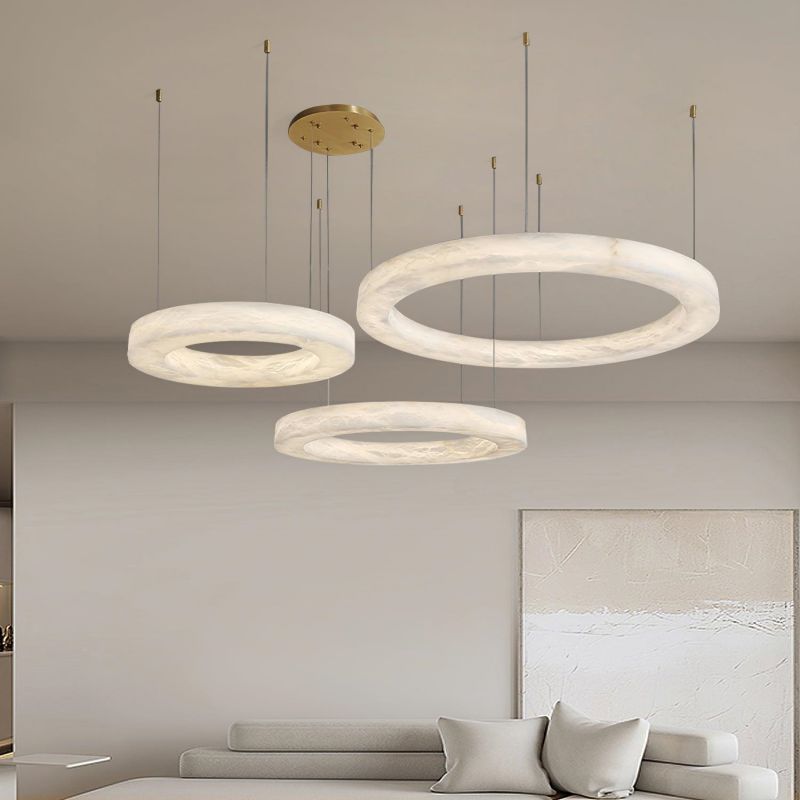 Elegante Hanglamp met Natuurlijke Alabaster Ringen – Luxe Verlichting voor Elke Ruimte