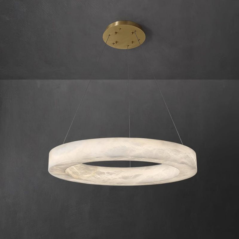 Elegante Hanglamp met Natuurlijke Alabaster Ringen – Luxe Verlichting voor Elke Ruimte