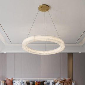 Elegante Hanglamp met Natuurlijke Alabaster Ringen – Luxe Verlichting voor Elke Ruimte