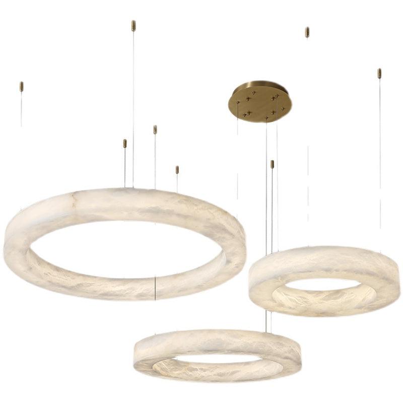 Elegante Hanglamp met Natuurlijke Alabaster Ringen – Luxe Verlichting voor Elke Ruimte