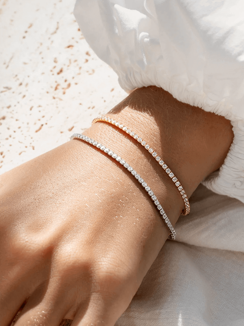 Glamour Tennisarmband – Elegant 14K Verguld, Zilveren of Roségouden Armband met Sprankelende Zirkonia Stenen