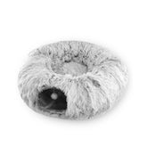 2-in-1 Pluche Donut Kattenbed met Speeltunnel – Comfort en Vermaak in Één!