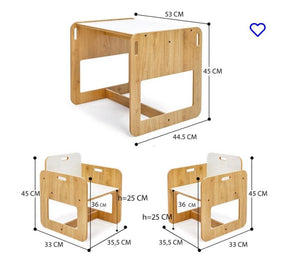 Dove Montessori Kinder Tafel en Stoelen Set – Ruimtebesparend, Veilig en Duurzaam voor Creatief Spel