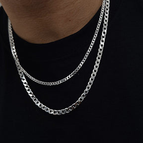 Silver Luxe Chain – Verstelbare 925 Sterling Zilveren Cuban Link Ketting met 18K Gouden Plating