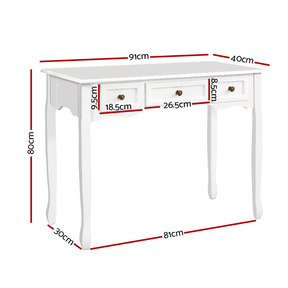 Vintage Console Tafel - Franse Provinciale Stijl met Drie Laden en Ruimte voor Decoratie