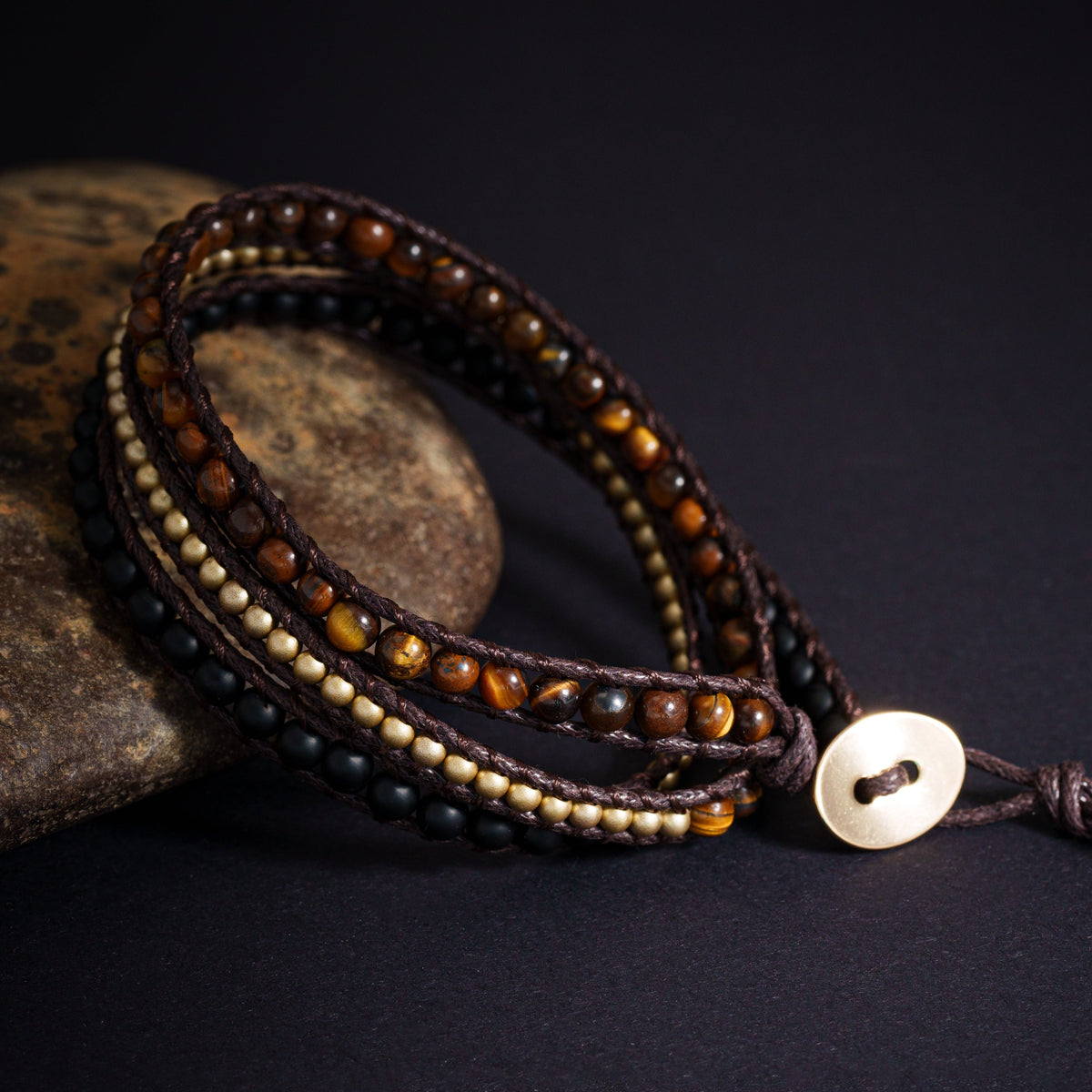 Armband met Halbedelstenen – Tijger Oog, Koeper en Zwart Onyx voor Welzijn en Innerlijke Balans!