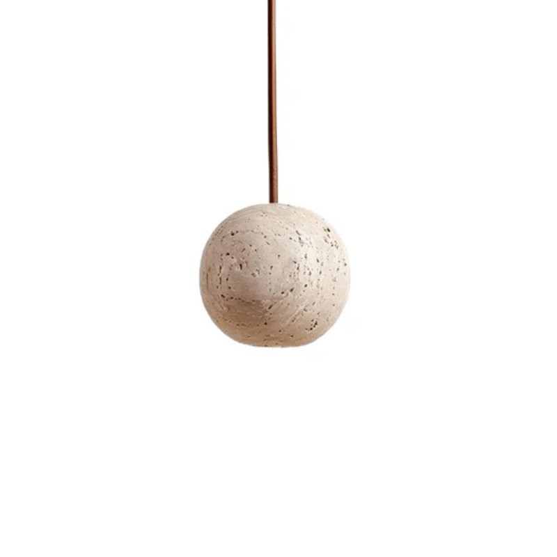 Elegante Beige LED-Hanglamp van Steen met Verstelbare Hoogte voor Sfeervolle Verlichting