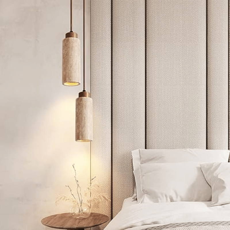 Elegante Marmeren Hanglamp - Luxe Beige Verlichting met E27 Fitting en 1,7 m Instelbare Lengte