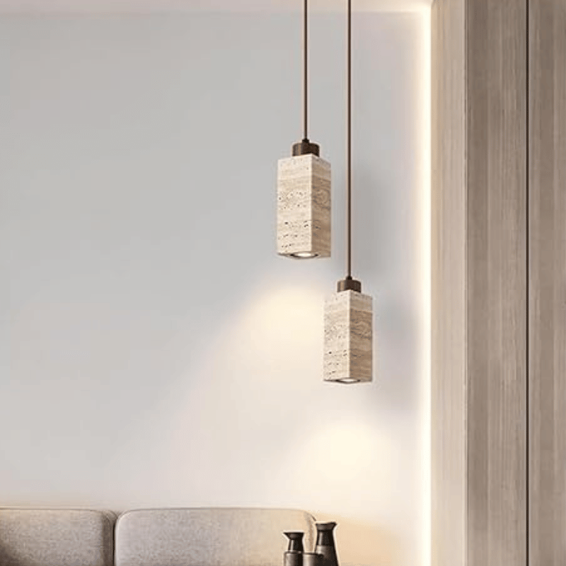 Elegante Marmeren Hanglamp - Luxe Beige Verlichting met E27 Fitting en 1,7 m Instelbare Lengte