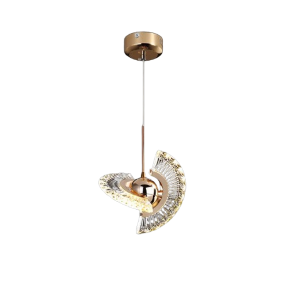 Stijlvolle LED Hanglamp met Gouden Afwerking en Drie Verlichtingsinstellingen voor Modern Interieur