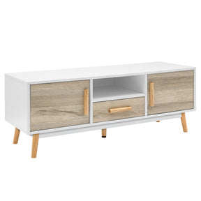 120 cm Scandinavische Houten Entertainment Meubel Kast - Wit en Hout met Ruimte voor Al je Media