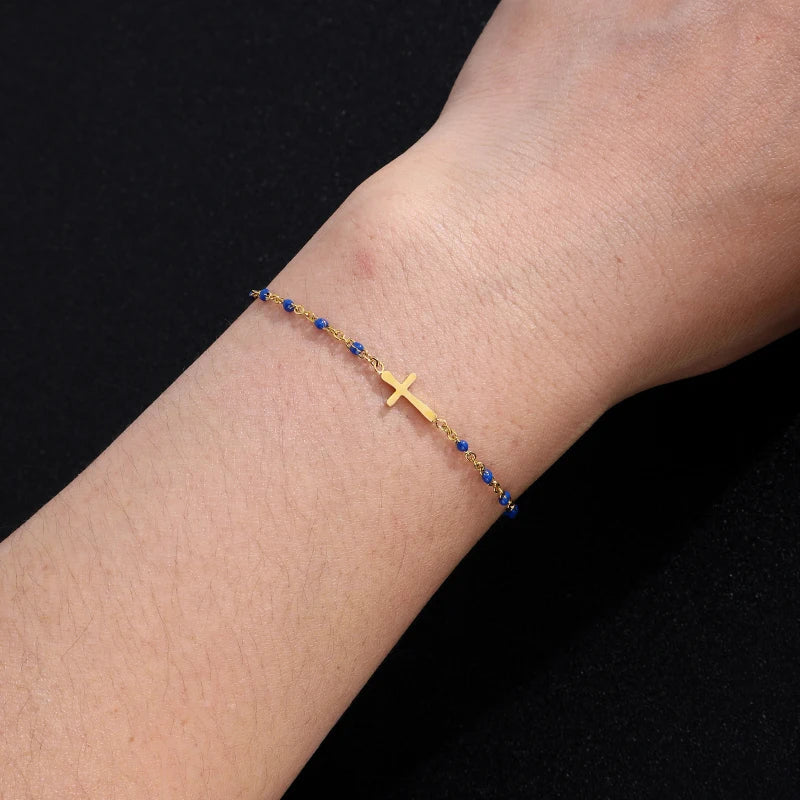 Hemelse Kruis Armband - Duurzaam Roestvrijstaal met Luxe Gouden Charme!