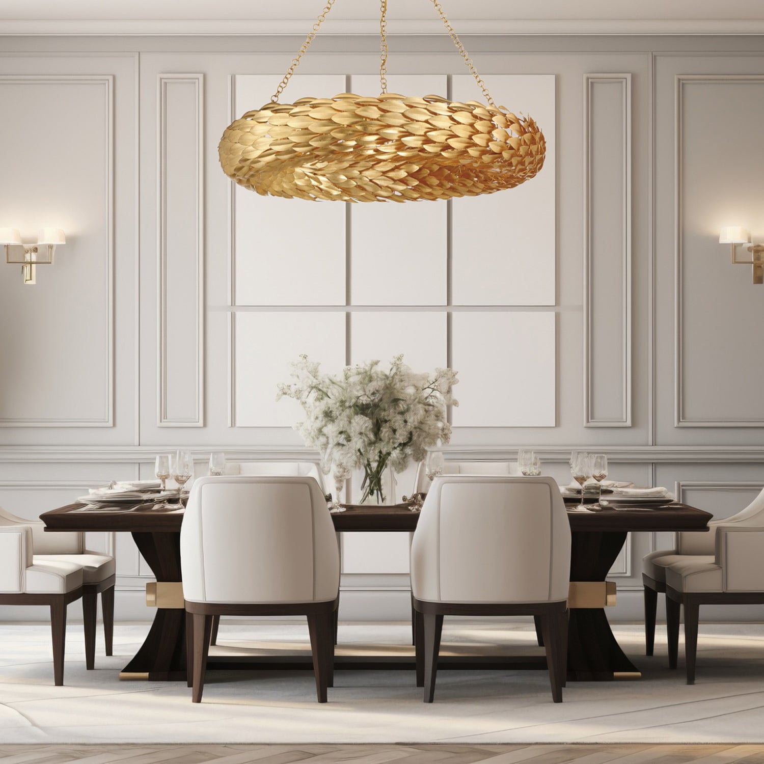 Stijlvolle Astral Ring Chandelier in Antique Gold – Klassieke Kroonluchter met Perfecte Lichtspreiding voor Woonkamer en Eetkamer