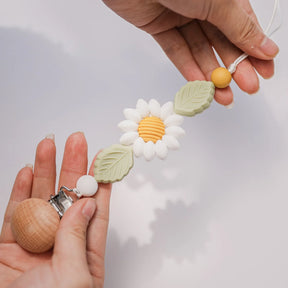 Handgemaakte Bloemen Speenketting en Bijtring Set - Veilig BPA-vrij Comfort voor je Baby