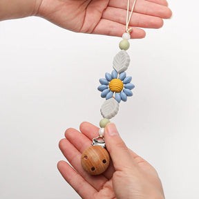 Handgemaakte Bloemen Speenketting en Bijtring Set - Veilig BPA-vrij Comfort voor je Baby