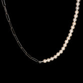 Stijlvolle en Duurzame Hybrid Pearl Chain Ketting – Verstelbare Roestvrijstalen Ketting met Shell Parels