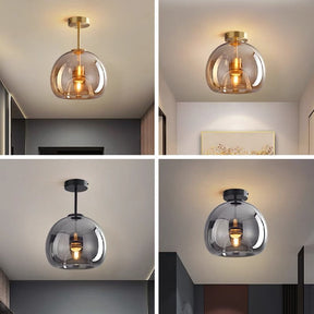 Moderne Koper-Glazen Plafondlamp - Stijlvolle Verlichting met Elegant Design