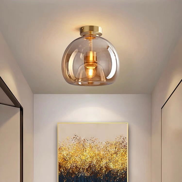 Moderne Koper-Glazen Plafondlamp - Stijlvolle Verlichting met Elegant Design