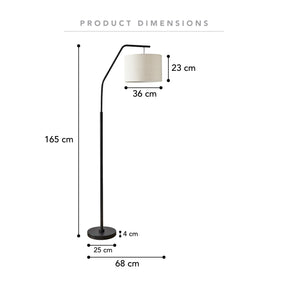 Vloerlamp - Stijlvolle 165 cm Hoogte in Goud/Zwart met Off-White Linnen Lampenkap