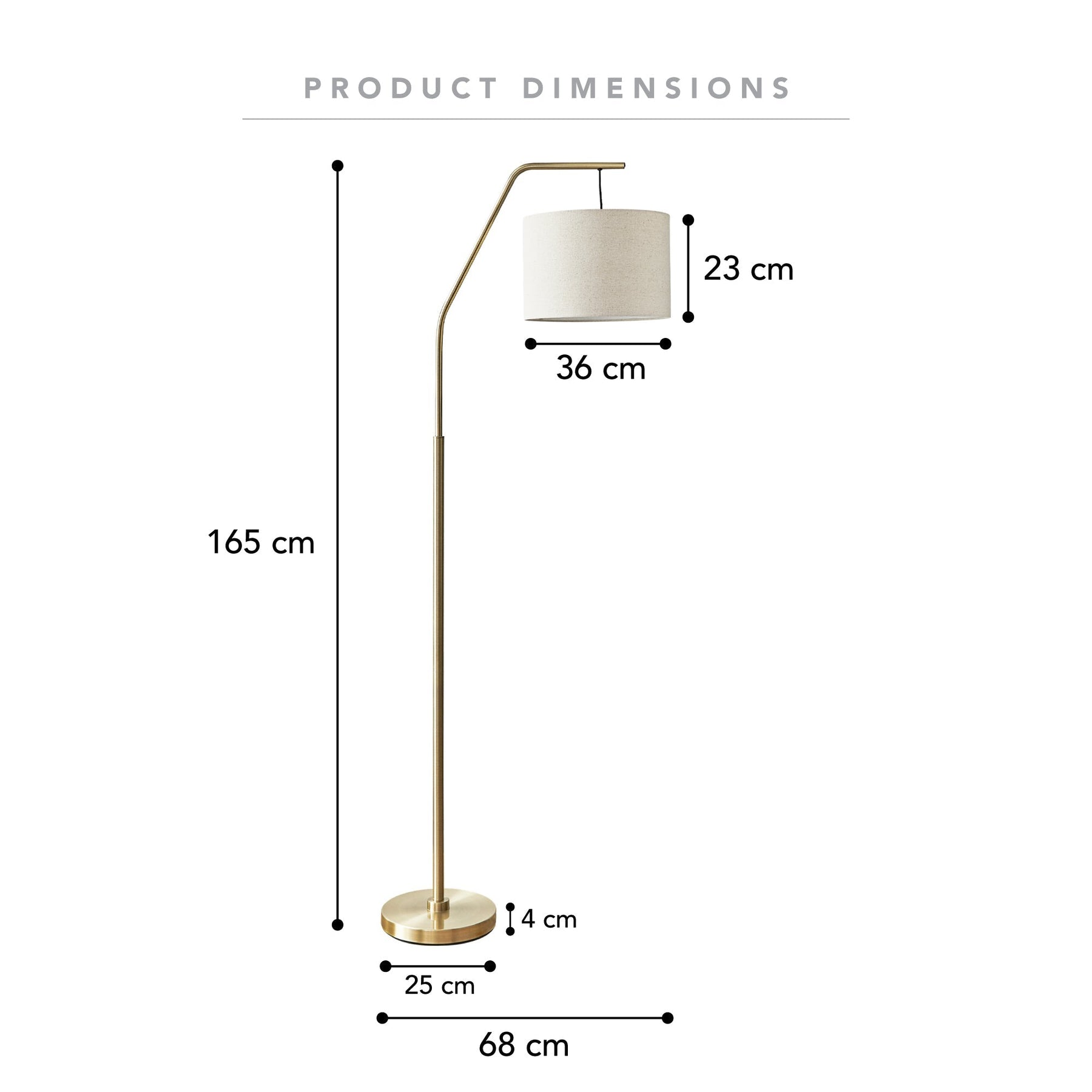 Vloerlamp - Stijlvolle 165 cm Hoogte in Goud/Zwart met Off-White Linnen Lampenkap