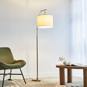 Vloerlamp - Stijlvolle 165 cm Hoogte in Goud/Zwart met Off-White Linnen Lampenkap