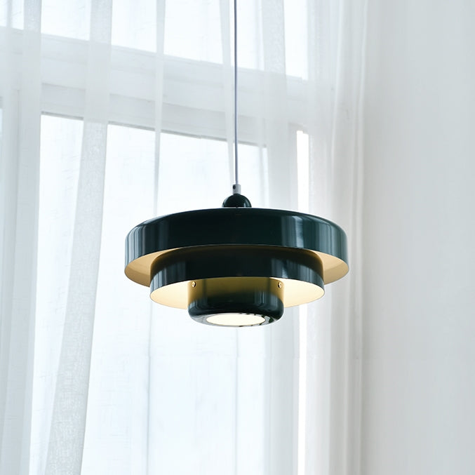 Mid-century Bauhaus IJzeren Hanglamp - Iconisch Design met Verstelbare Lengte