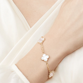 Elegante 925 Sterling Zilveren Armband - Goud met Witte Details voor Luxe en Comfort