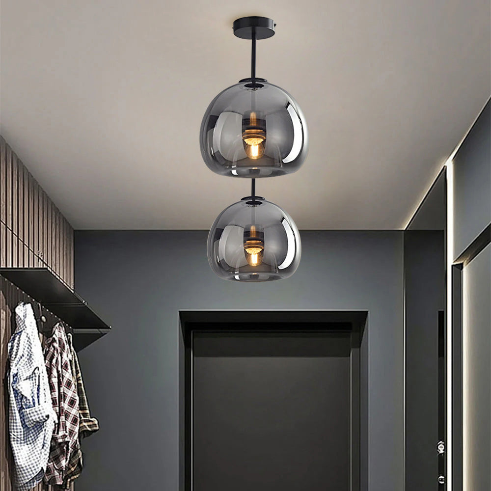 Moderne Koper-Glazen Plafondlamp - Stijlvolle Verlichting met Elegant Design