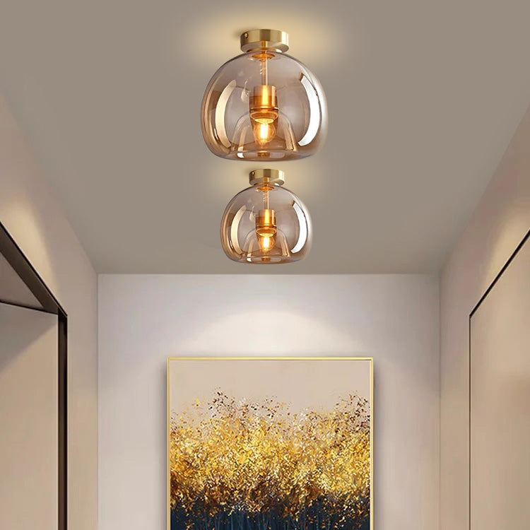 Moderne Koper-Glazen Plafondlamp - Stijlvolle Verlichting met Elegant Design