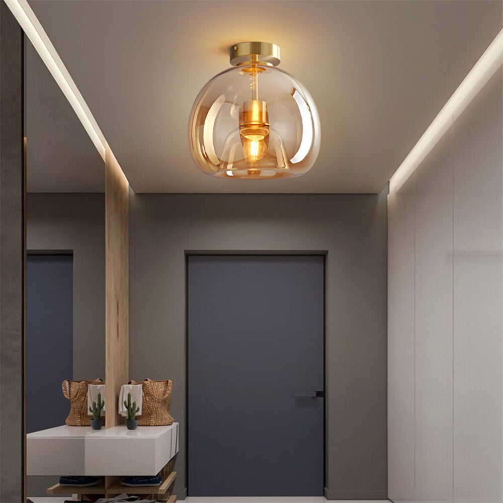 Moderne Koper-Glazen Plafondlamp - Stijlvolle Verlichting met Elegant Design