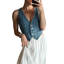 Comfortabel Denim Crop Vest
