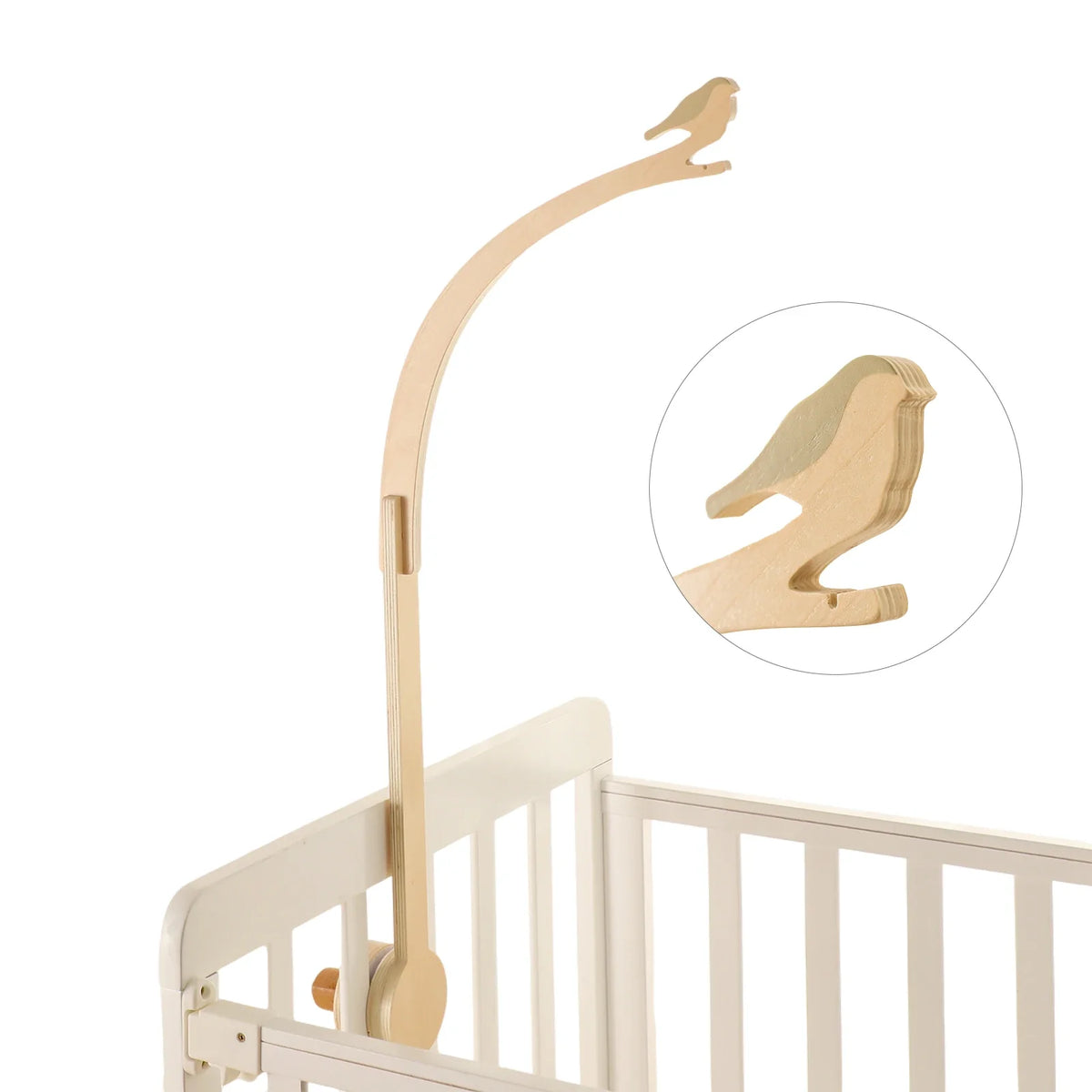 Handgemaakte Houten Mobielbeugel voor Babybed: Elegant, Rustgevend en Functioneel voor de Babykamer