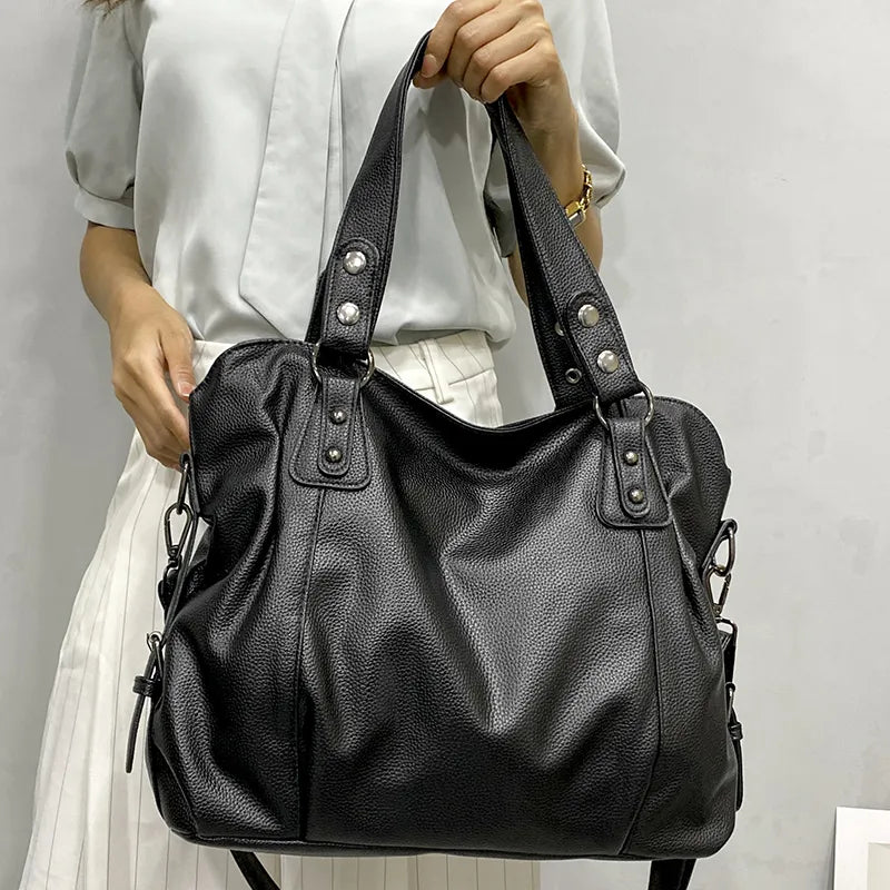 Luxe Versatile Leather Carry All Tote Tas – Waar Stijl en Functionaliteit Samenkomen