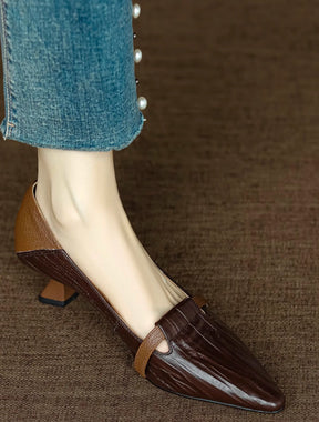 Retro Colorblock Kitten Heel Pumps