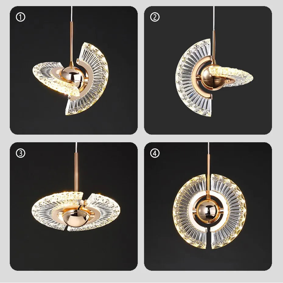 Stijlvolle LED Hanglamp met Gouden Afwerking en Drie Verlichtingsinstellingen voor Modern Interieur