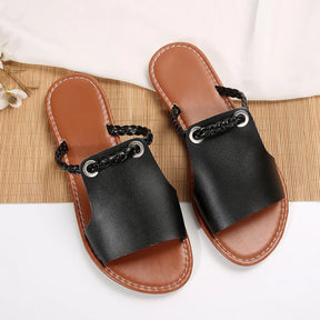 Vierkante Kruis Platte Sandalen