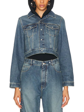 Denim Jack Hoodie en Patchwork