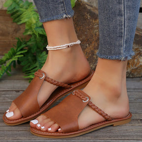 Vierkante Kruis Platte Sandalen