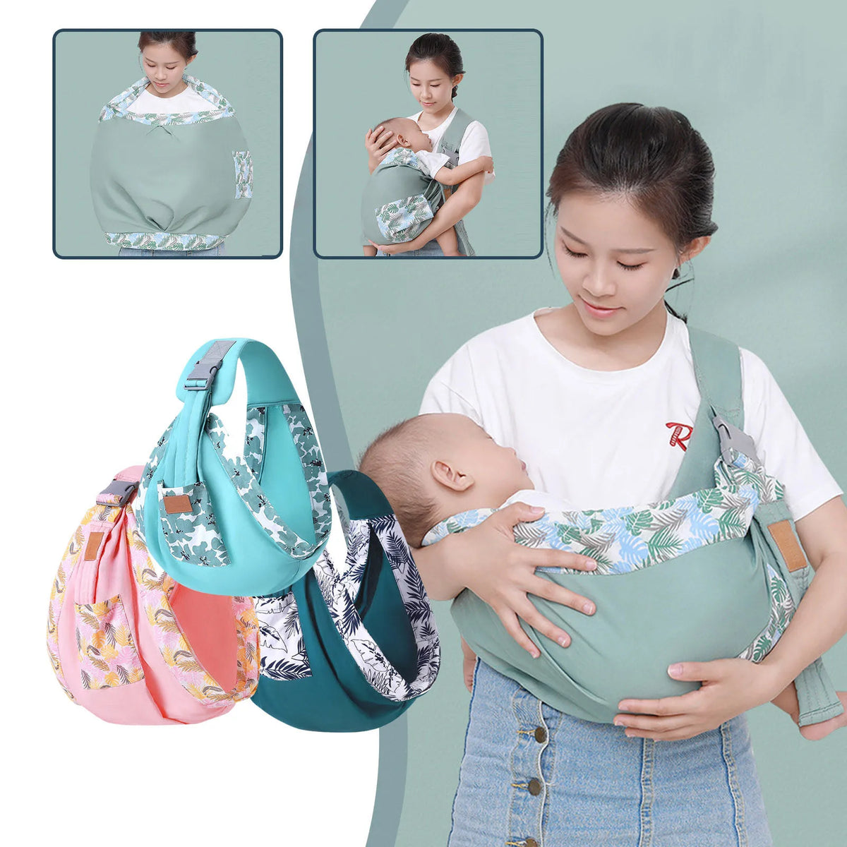 Verstelbare Baby Sling Wrap Carrier – Comfortabele, Ademende Draagdoek en Borstvoedingshoes voor Baby’s (2-30 Maanden)