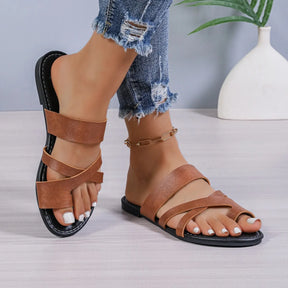 Vierkante Kruis Platte Sandalen