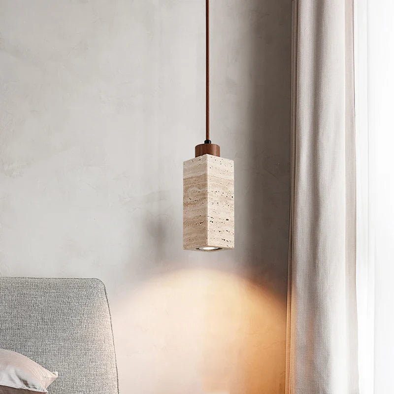 Elegante Marmeren Hanglamp - Luxe Beige Verlichting met E27 Fitting en 1,7 m Instelbare Lengte