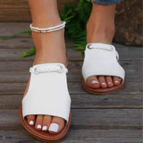 Vierkante Kruis Platte Sandalen