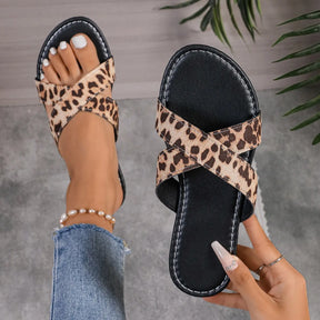 Vierkante Kruis Platte Sandalen