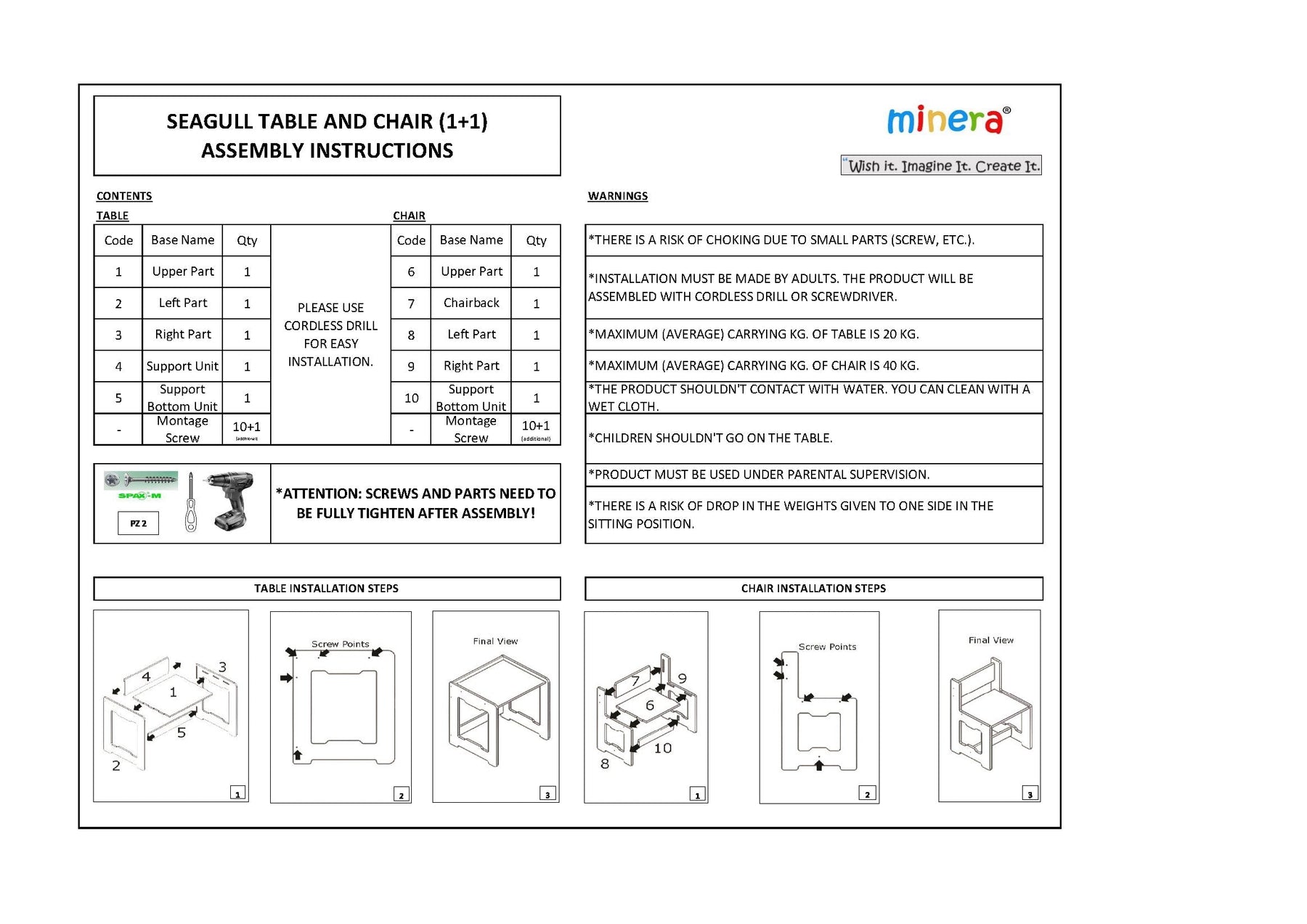 Tafel & 1 Stoel voor Kinderen – Ruimtebesparend, Veilig en Stimulerend voor Creatief Spelen en Leren