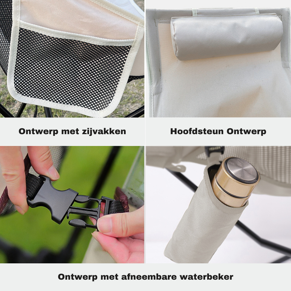 Draagbare Opvouwbare Campingstoel met Hoofdsteun – Lichtgewicht Comfort voor Alle Buitenavonturen