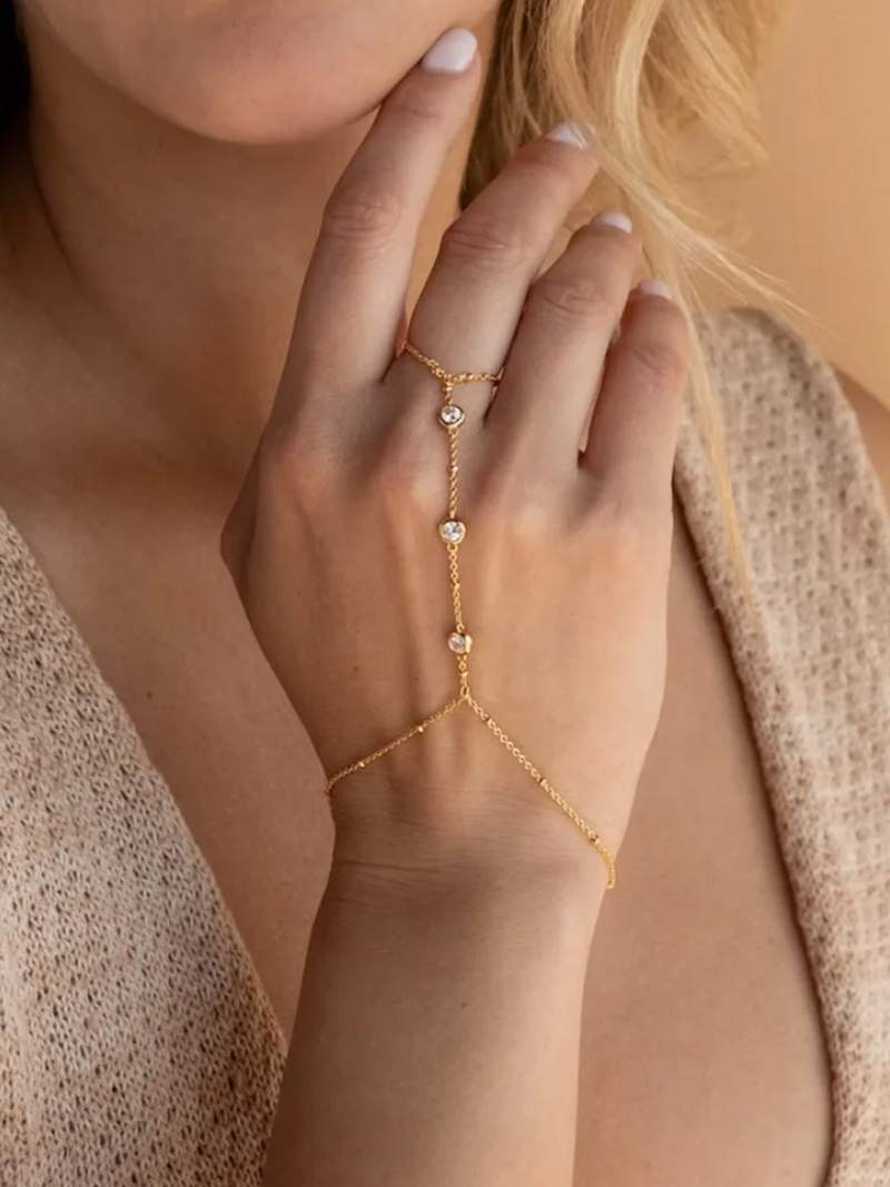 Elegancia-Hand Ketting – Luxe 14K Vergulde Roestvrijstalen Hand Ketting voor Stijl en Verfijning