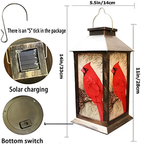 Cardinal Bird Lantern - Zonne-energie Tuindecoratie voor een Sfeervolle Buitenruimte