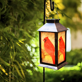 Cardinal Bird Lantern - Zonne-energie Tuindecoratie voor een Sfeervolle Buitenruimte