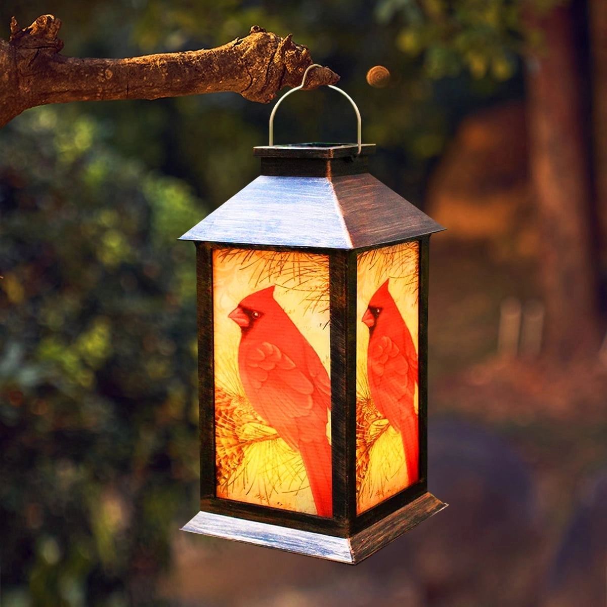 Cardinal Bird Lantern - Zonne-energie Tuindecoratie voor een Sfeervolle Buitenruimte