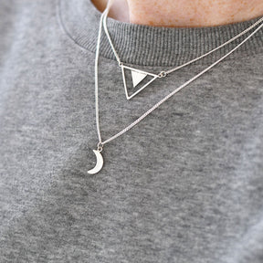 Handgemaakte Sterling 925 Zilveren Ketting met Halve Maan Bedel – Personaliseer Stijl en Lengte